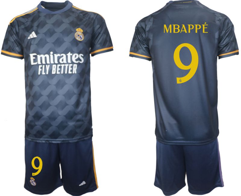Men 2023-2024 Club Real Madrid away blue #9 Soccer Jersey